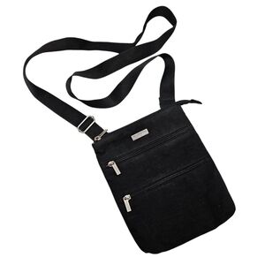 Baggallini Nylon Slim Crossbody Lightweight Bag Purse Black Zippers